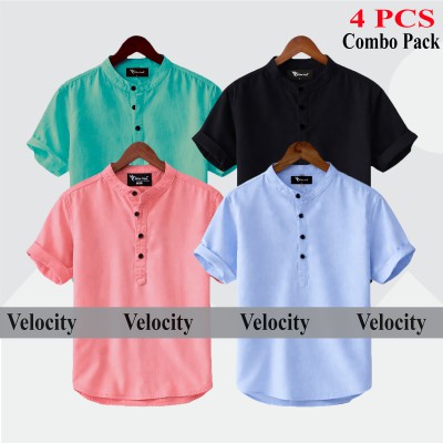 Oxford Cotton Fabrics Short Sleeve Katua For Men's